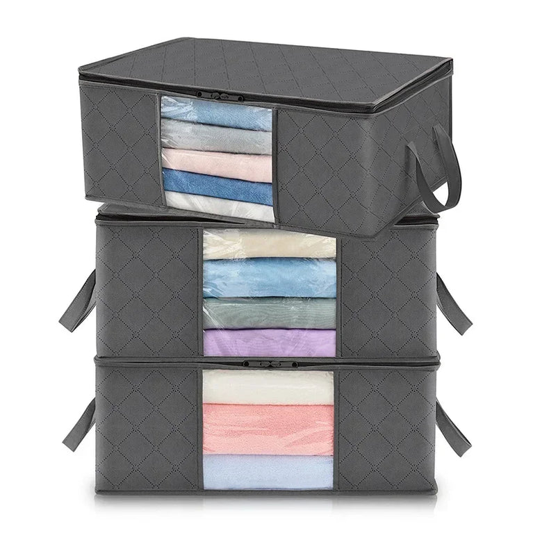 Large Capacity Foldable Storage Bag | 3D Wardrobe Organizer for Blankets & Clothing