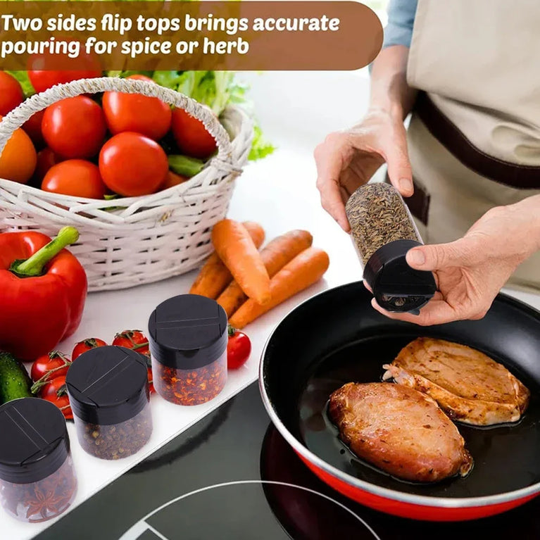 Transparent Seasoning Jars Reusable Spice Storage Bottles Kitchen Container Set