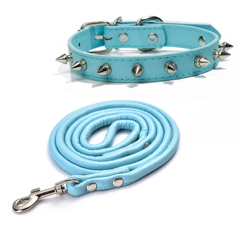 Harp Spiked Studded DogCollars PU Small Medium Large NeckStrap