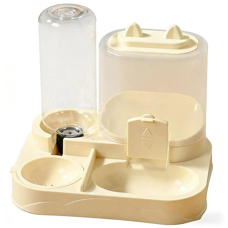 Large Capacity Automatic Cat Feeder Water Dispenser 2 in 1 Pet Bowl Set