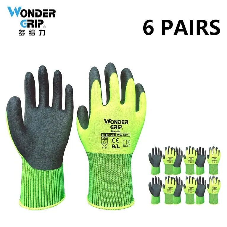 Breathable Nitrile Coated Gardening Gloves Cut Resistant Grip Fit