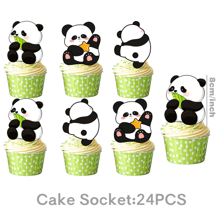 Panda Birthday Party Disposable Tableware Set Plates Cups Napkins Banner Decor