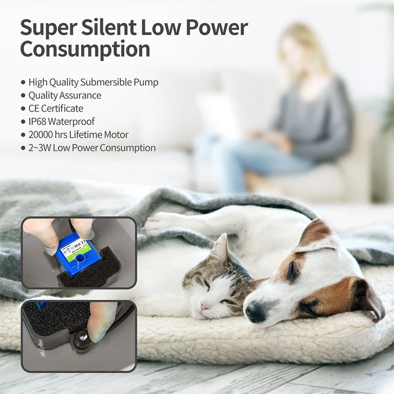2L Cat Water Fountain LED Filter Pet Drinking Dispenser Bowl