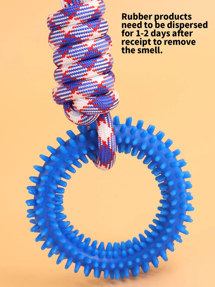Interactive Training Pet Toy Ring Spiked Dog Chew Teeth Cleaning