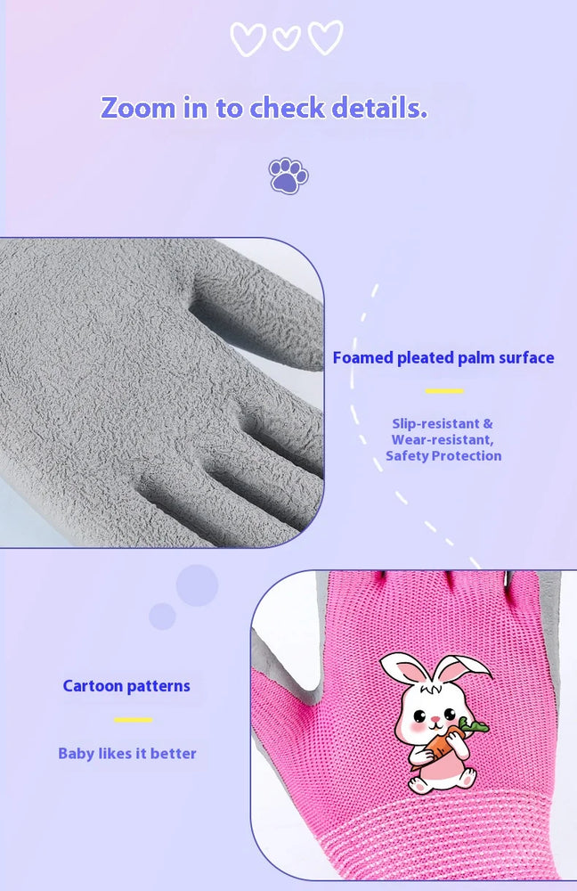 Kids Waterproof Non Slip Garden Work Gardening Gloves Durable Safety