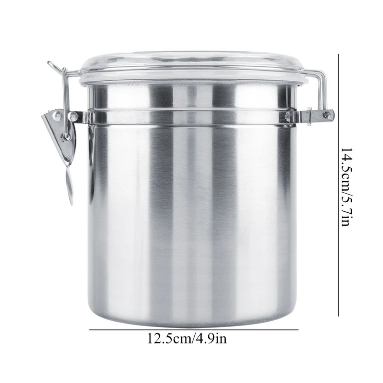 Stainless Steel Coffee Container Vacuum Sealed Coffee Beans Storage Jar Kitchen