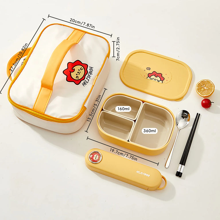 3-Grids Microwave Bento Lunch Box Stackable Leakproof Food Container