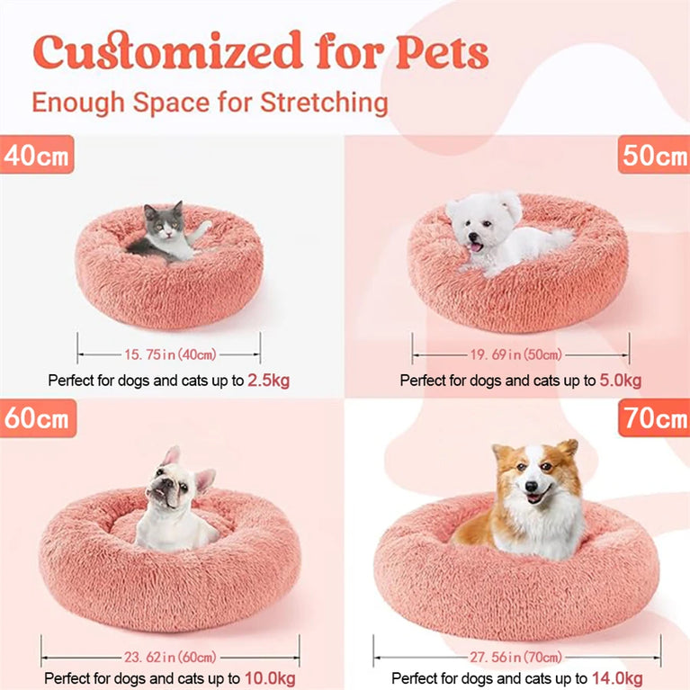 Soft Pet Cat Bed Plush Donut Cat Heating Pad Self Heating Bed Warm Cat