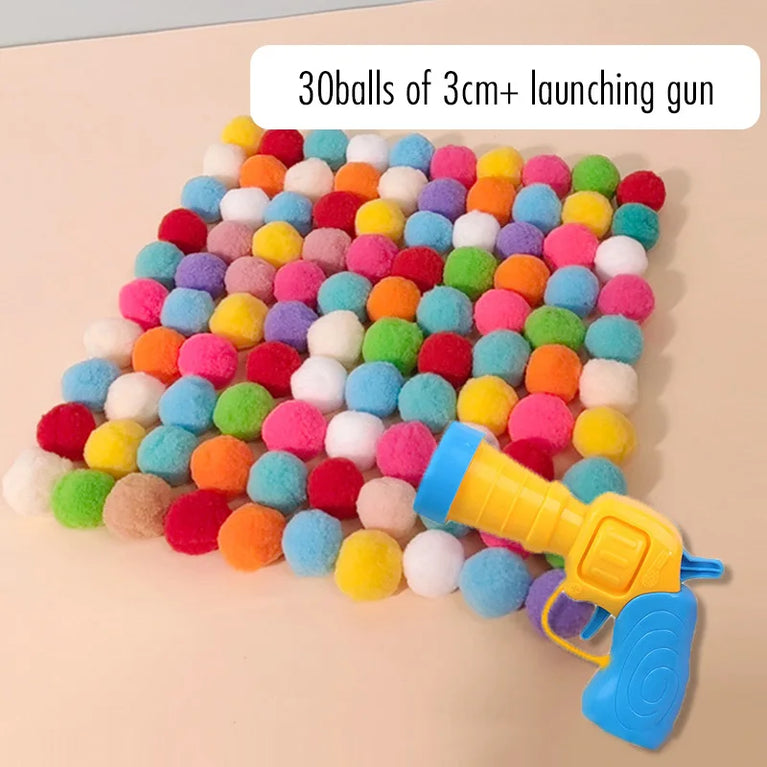 Interactive Cat Toy Gun Plush Ball Launcher Fun Play for Cats