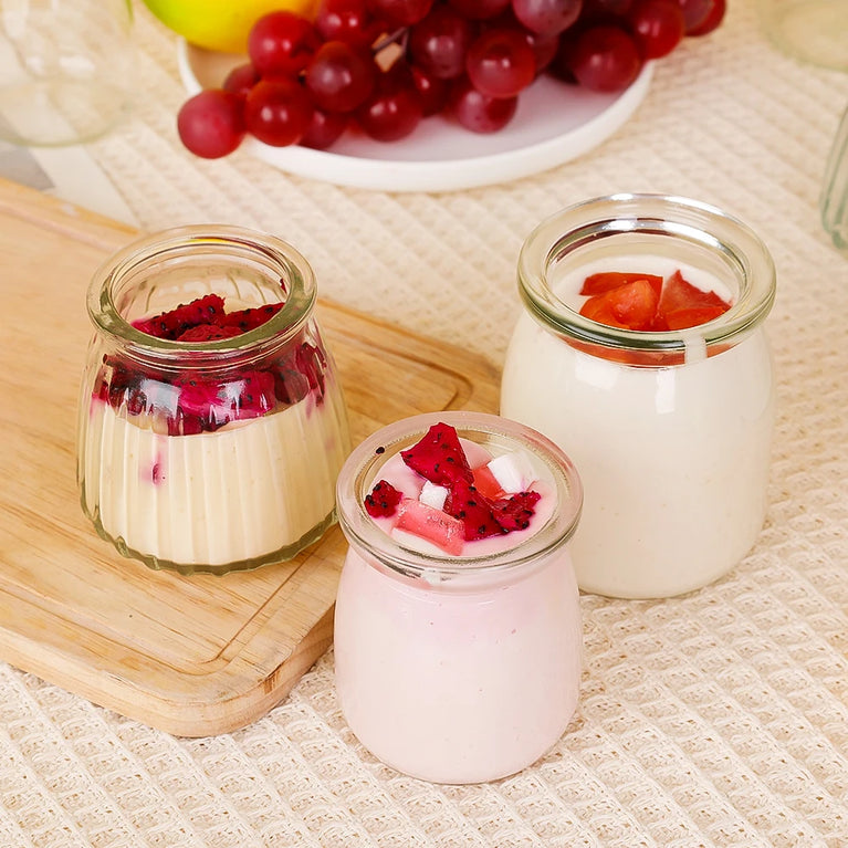 Glass Baking Bottles with Lid Yogurt Pudding Mini Food Storage Jar Container