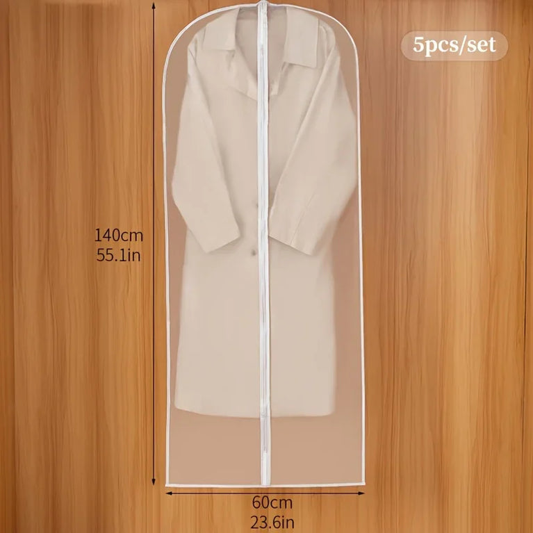 5-Piece Dust-Proof Garment Protector Set | Full-Enclosure Zippered Clothes Bags