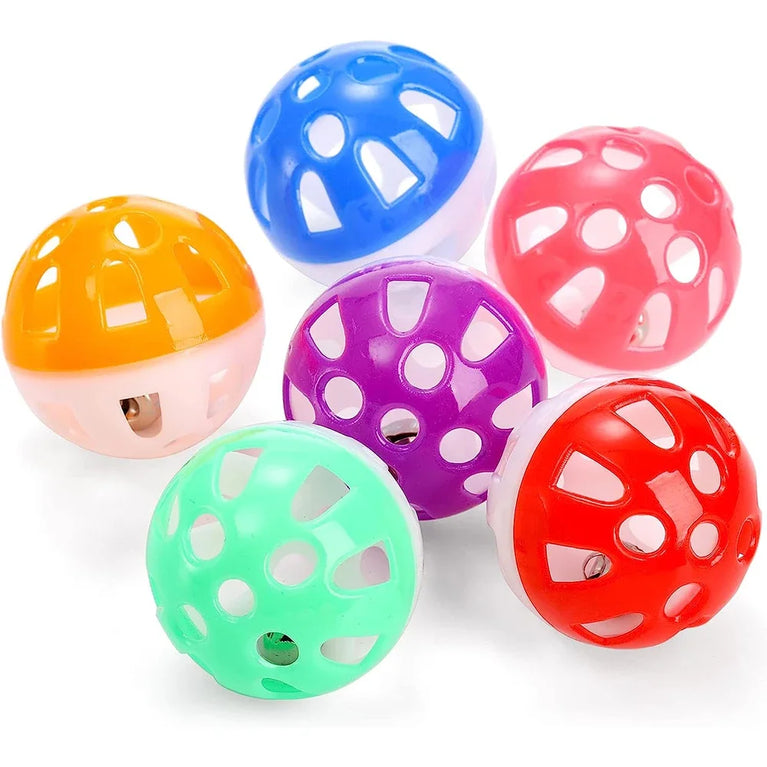 Cat Interactive Jingle Ball Plastic Cat Toys with Bell Chase Play Pet Toy Set