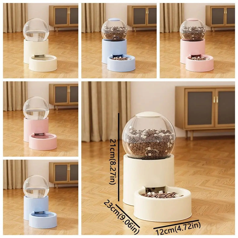 Large Capacity Automatic Pet Feeder Neck Protection Leakproof Water Dispenser Visual Window Cat Bowl