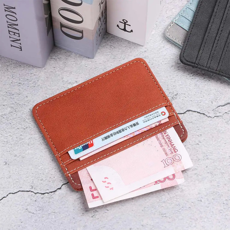 Fashion PU Leather Card Holder | Compact Coin Purse & ID Wallet with Keychain