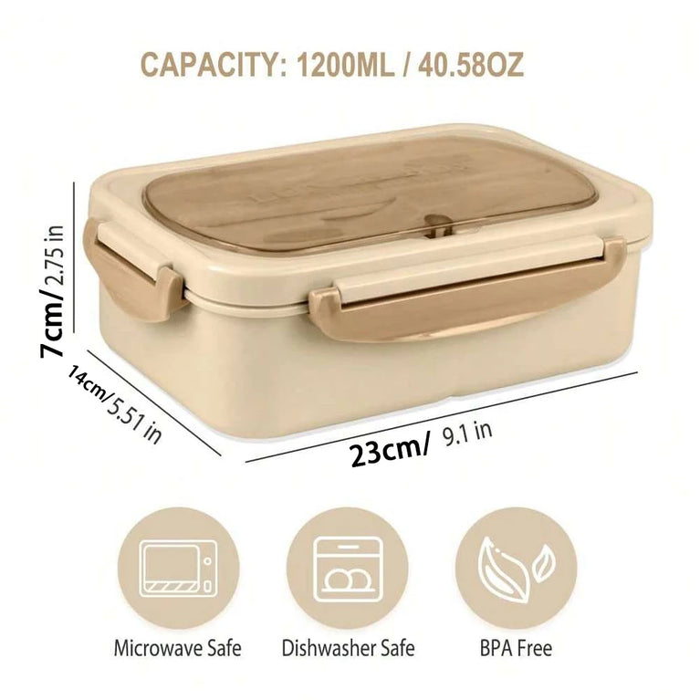 Compartment Lunch Box Portable Microwave Bento Box Leakproof Food Container with Spoon and Fork for Picnic Office School