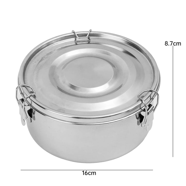 Stainless Steel Fresh Keep Round Sealed Lunch Box Buckle Food Container Fruit Salad Organizer for Refrigerator Storage