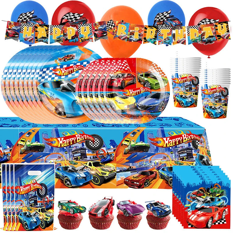 Happy Birthday Wheels Racing Car Party Disposable Tableware Set for Kids Celebration