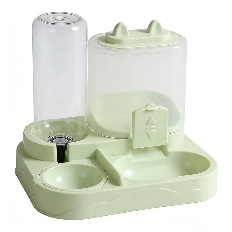 Large Capacity Automatic Cat Feeder Water Dispenser 2 in 1 Pet Bowl Set