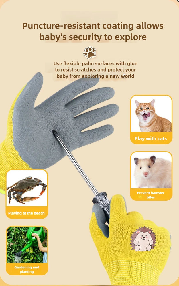 Kids Waterproof Wear Resistant Gardening Gloves Stab Proof Latex