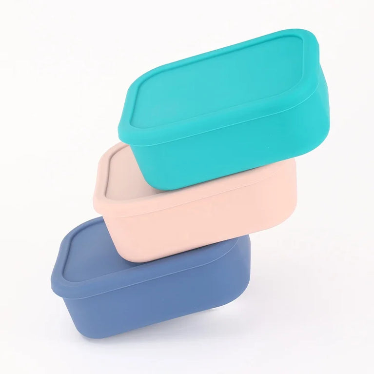 Silicone Bento Box Rectangle Leak-Proof Microwave Safe Lunch Container Portable Food Storage