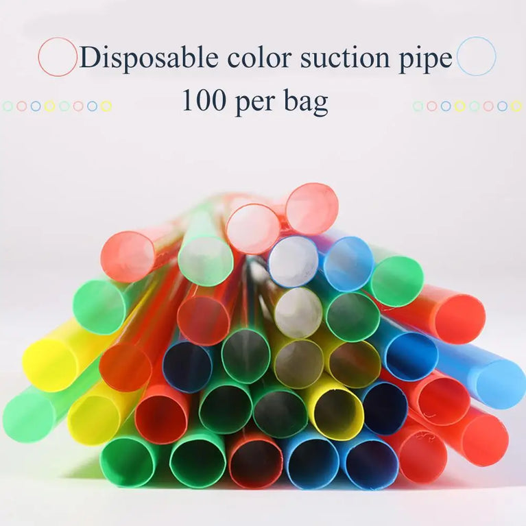 50PCS Jumbo Colored Bubble Tea Straws 19cm Disposable Use