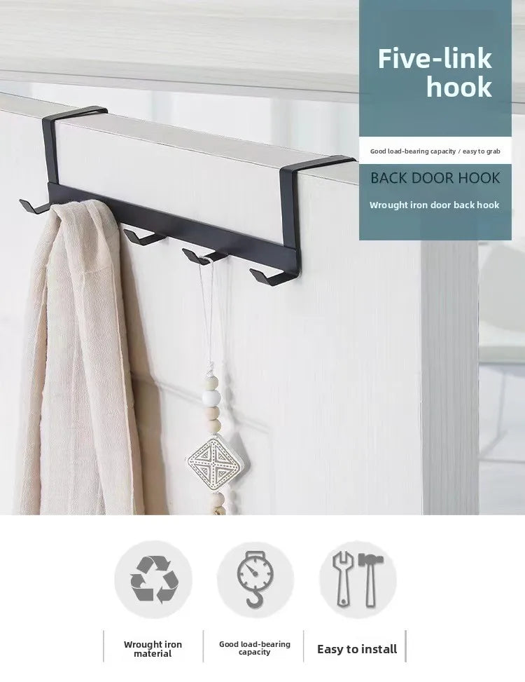 1/3pcs No Drill Over The Door Hooks Wrought Iron Hanger Rack Multipurpose Organizer for Hats Bags Clothes Bathroom Home Storage