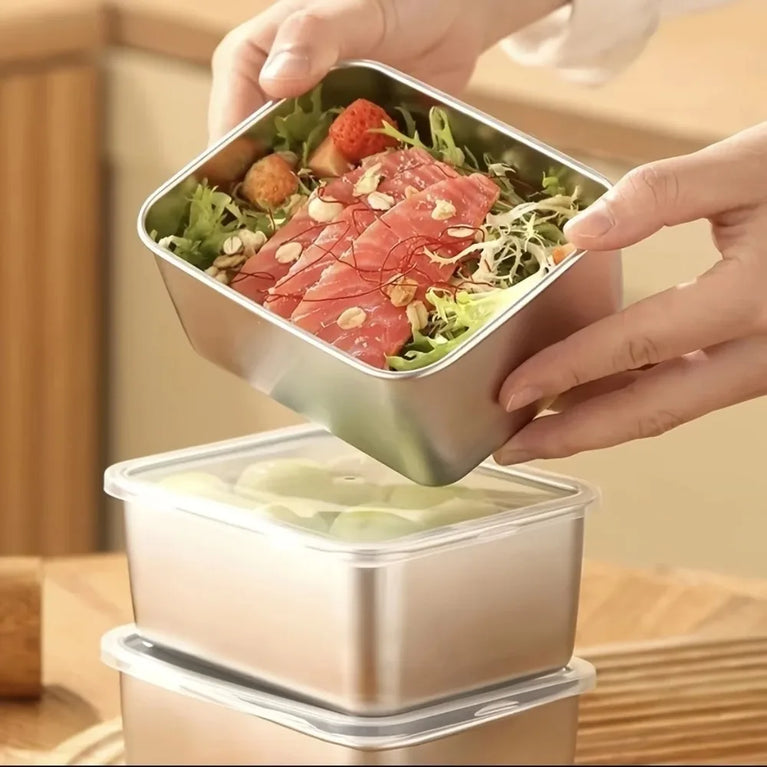 6-Piece Stainless Steel Food Containers with Lids Stackable Set