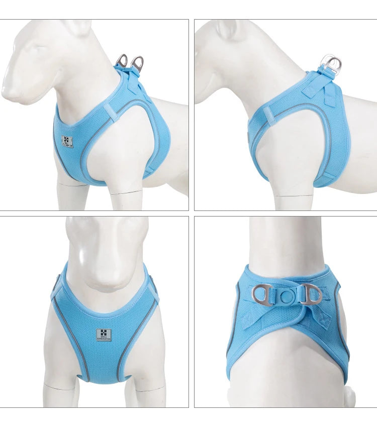 Adjustable Reflective Dog Harness Leash Set Step-In Soft Air Mesh Vest
