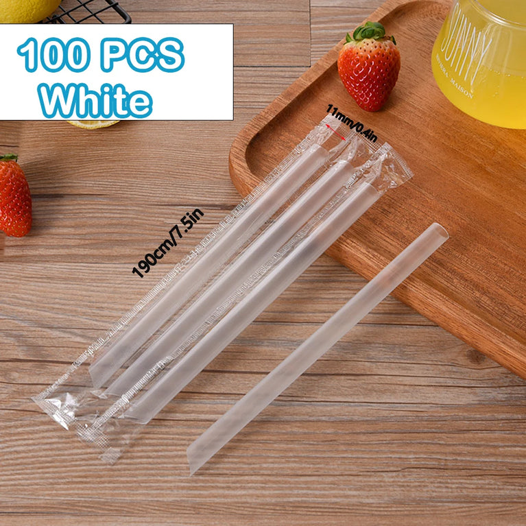100-600Pc White Jumbo Smoothie Straws Bubble Tea MilkTea Party Use