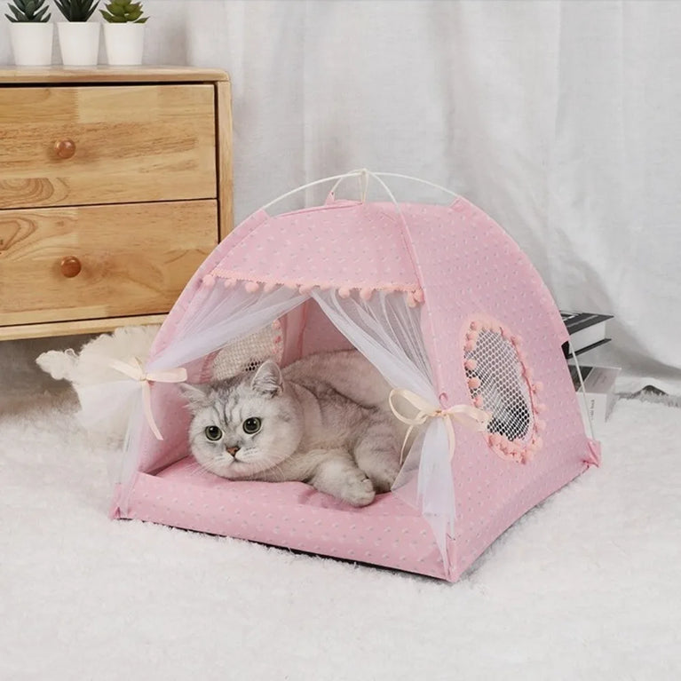 Princess Cat Bed Foldable Soft Tent House All Season Comfort
