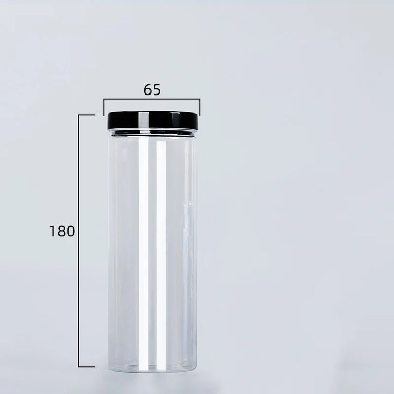 Black Lid Wide Mouth Circular Plastic Storage Bucket Airtight Food Container