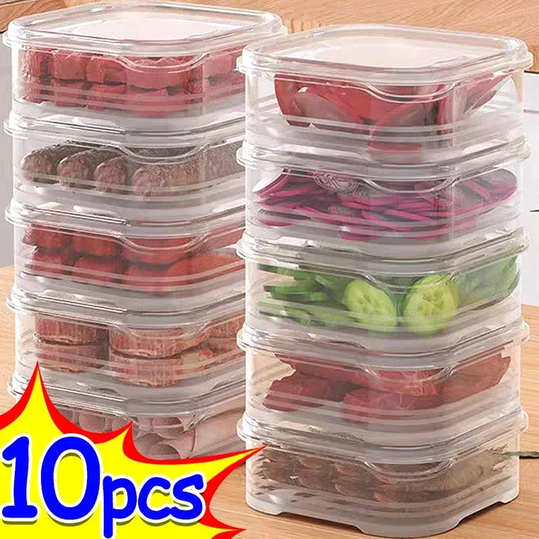 Small Transparent PP Food Preservation Boxes Refrigerator Sealed Storage Container Set