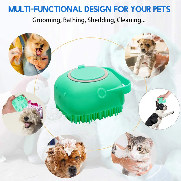 Pet Dog Shampoo Brush Silicone Massage Grooming Scrubber Bath Tool