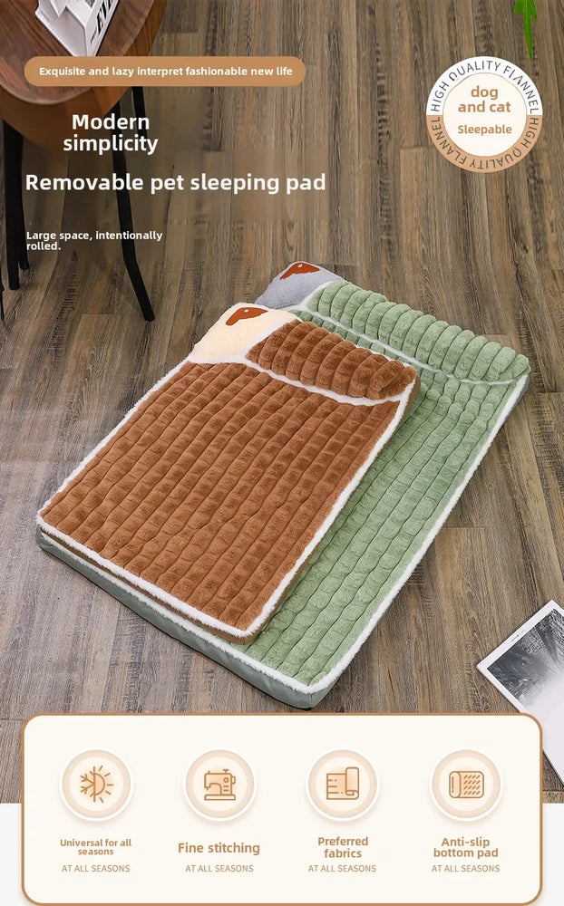 Winter Dog Bed Mattress Removable Washable Large Pet Sleeping Mat