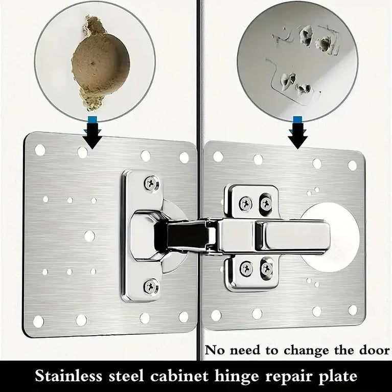 Stainless Steel Hinge Repair Plate Set | Cabinet Door Mounting & Flat Fixing Brackets