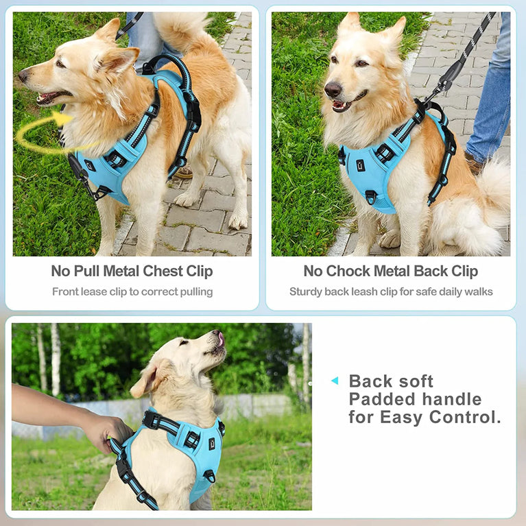 No Pull Adjustable Soft Padded Dog Harness Vest With Control Handle