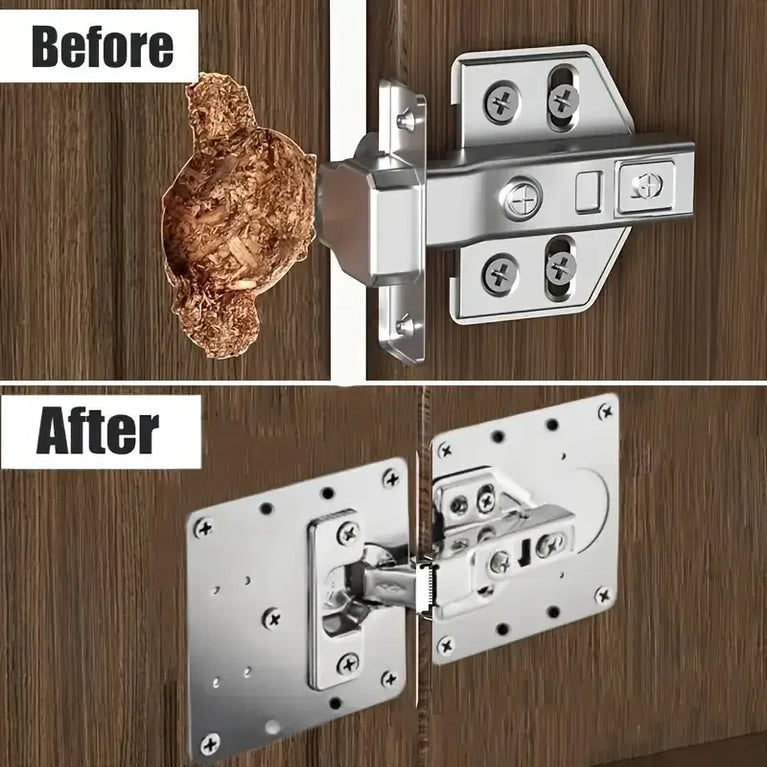 Stainless Steel Hinge Repair Plate Set | Cabinet Door Mounting & Flat Fixing Brackets
