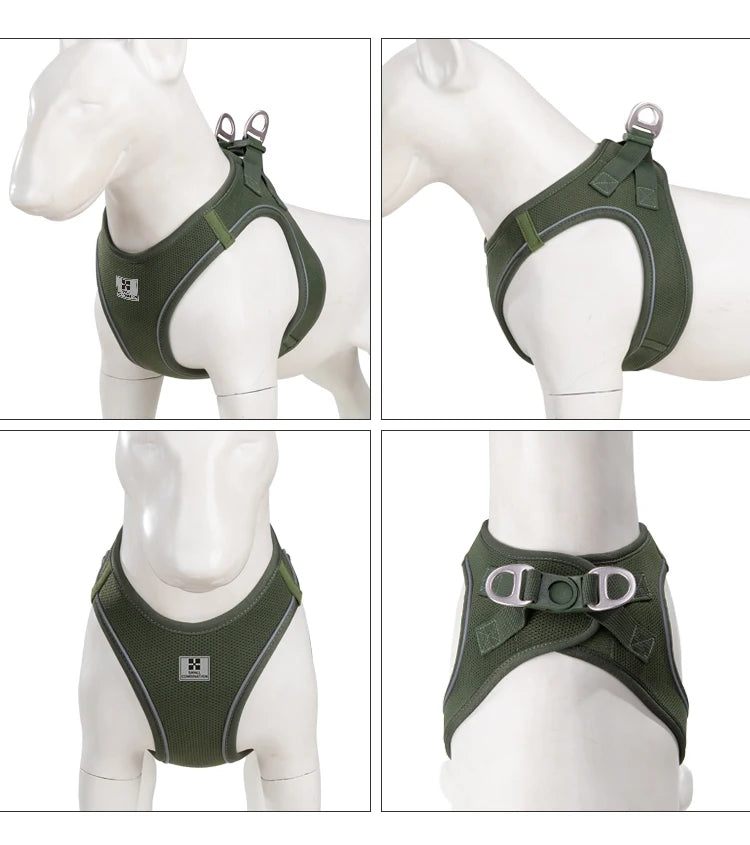 Adjustable Reflective Dog Harness Leash Set Step-In Soft Air Mesh Vest