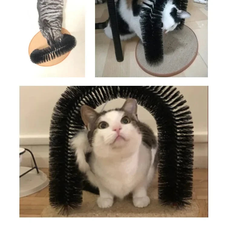 Cat Self Grooming Arch Massage Brush Scratching Tunnel Interactive Cat Toy Set
