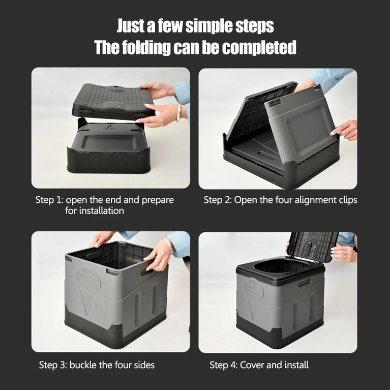 Portable Folding Outdoor Toilet | 300kg Capacity Collapsible Travel Commode & Storage Box