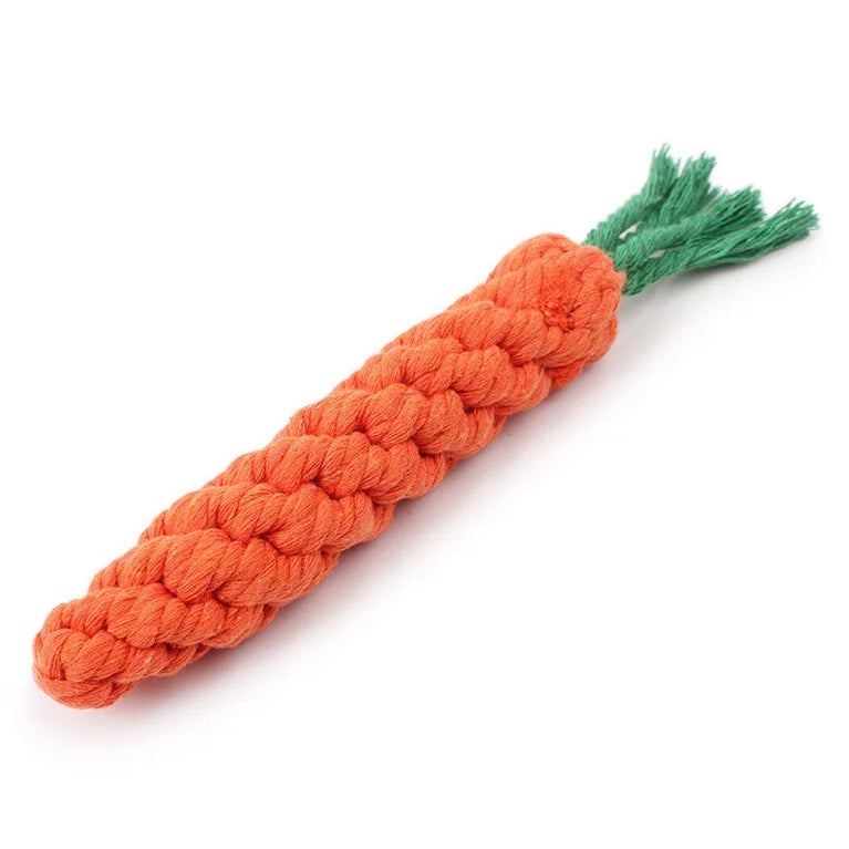 Carrot Rope Dog Chew Toy Bite Resistant Teeth Cleaning Fun