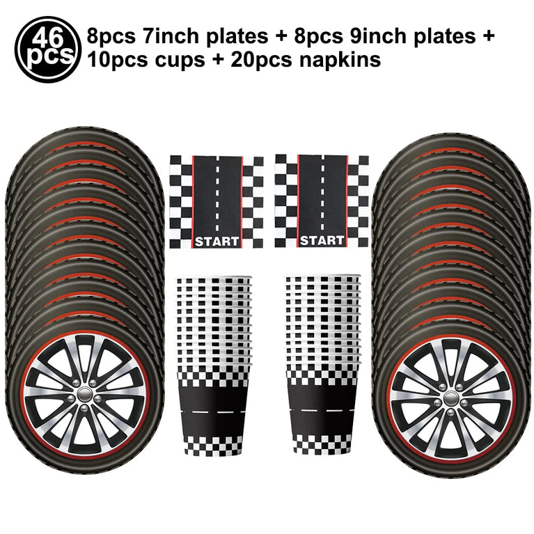 Racing Car Birthday Party Tableware Set Plates Napkins Kids Theme