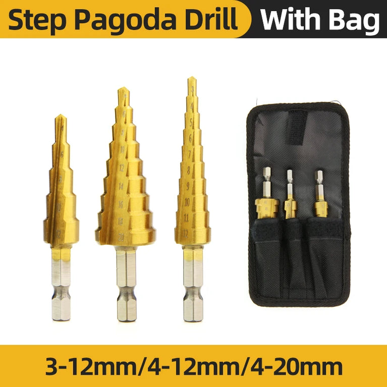 Titanium Step Drill Bit Set | High-Speed Stepped Conical Stage Drills