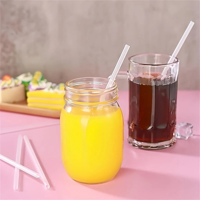 100PCS Transparent Disposable Drinking Straws for Milk Tea Coffee Smoothies