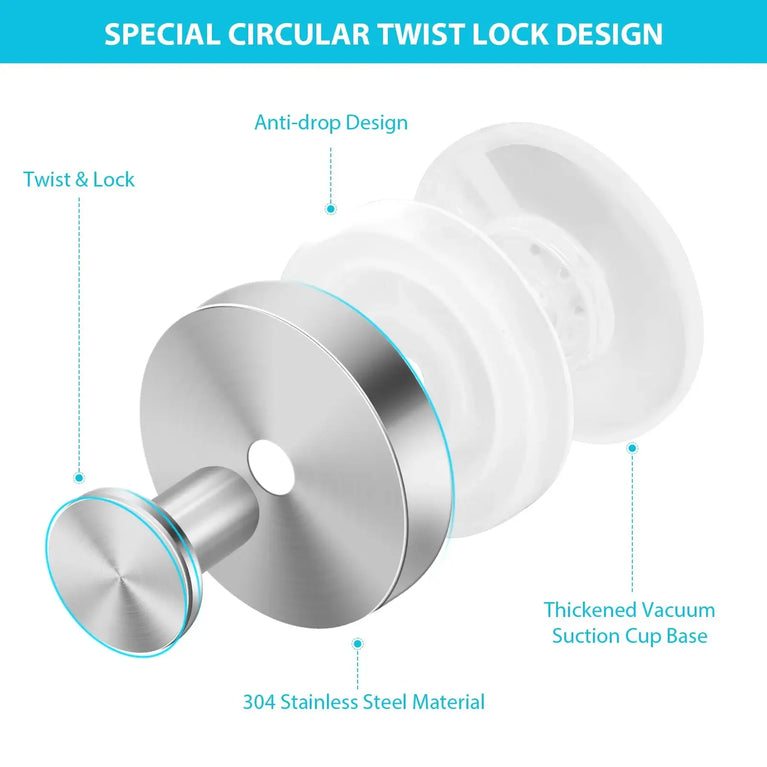 Vacuum Suction Cup Hook Punch Free Stainless Steel Wall Hanger