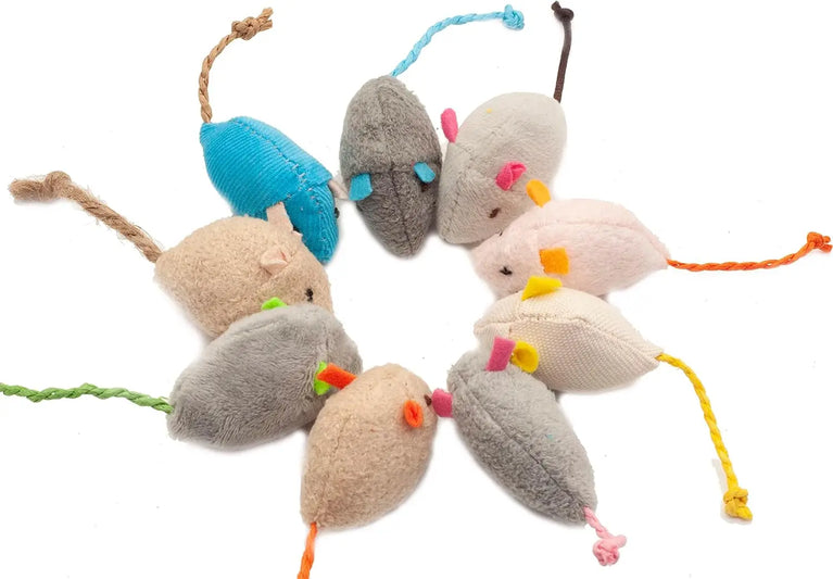 3PCS Rattle Cat Mouse Plush Catnip Filled Interactive Cat Toys Set for Indoor Play