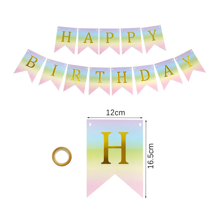 Rainbow Birthday Disposable Tableware Gold Dot Party Set Plates Cups Napkins