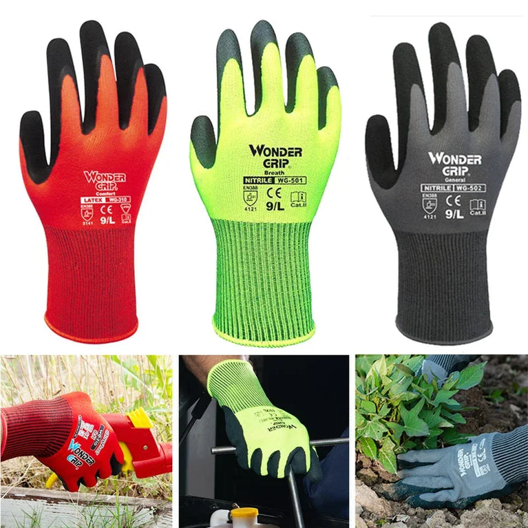 Breathable Nitrile Coated Gardening Gloves Cut Resistant Grip Fit