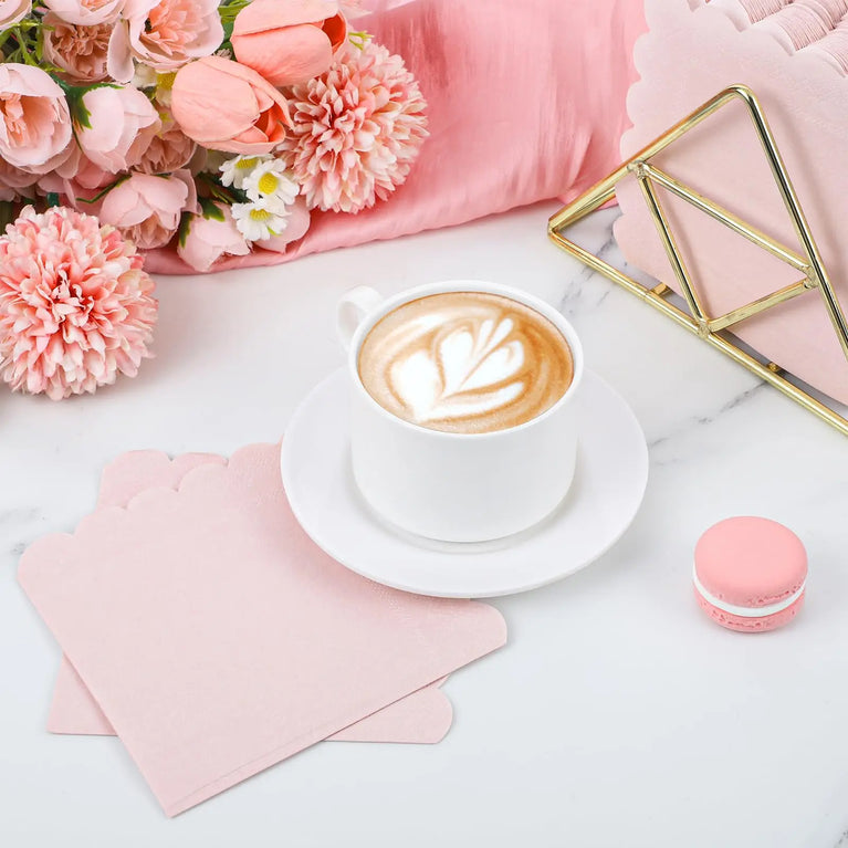 50PCS COCKTAIL SCALLOPED EDGE DISPOSABLE PAPER NAPKINS 5X5 INCH DINNER WEDDING PARTY