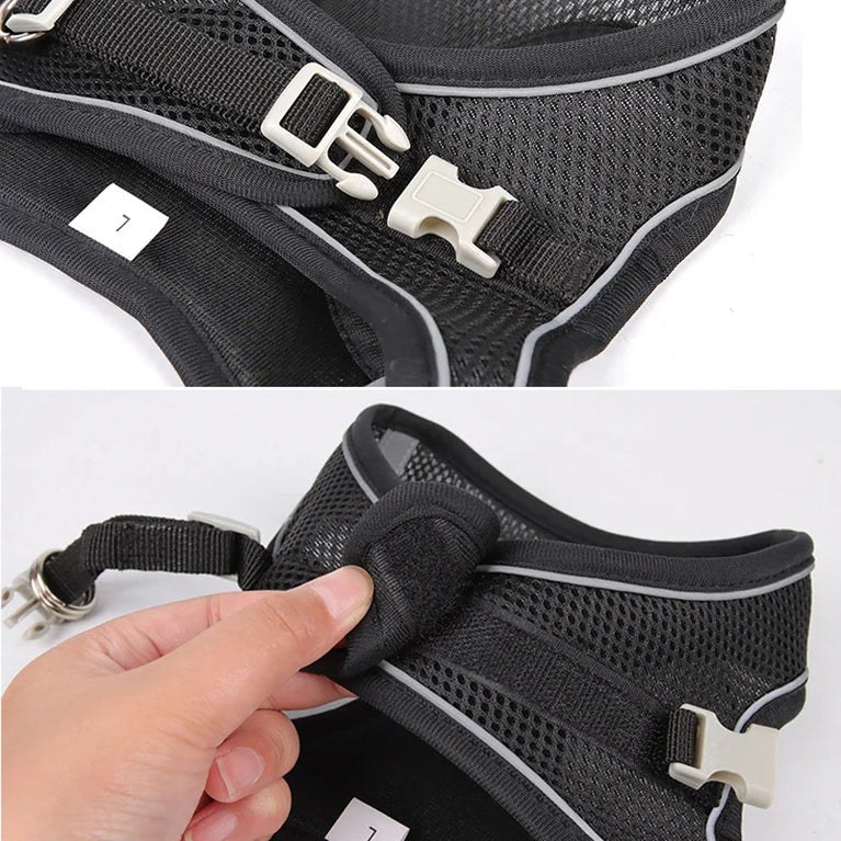 Puppy Dog Harness Set Reflective Adjustable Small Pet Vest With Leash